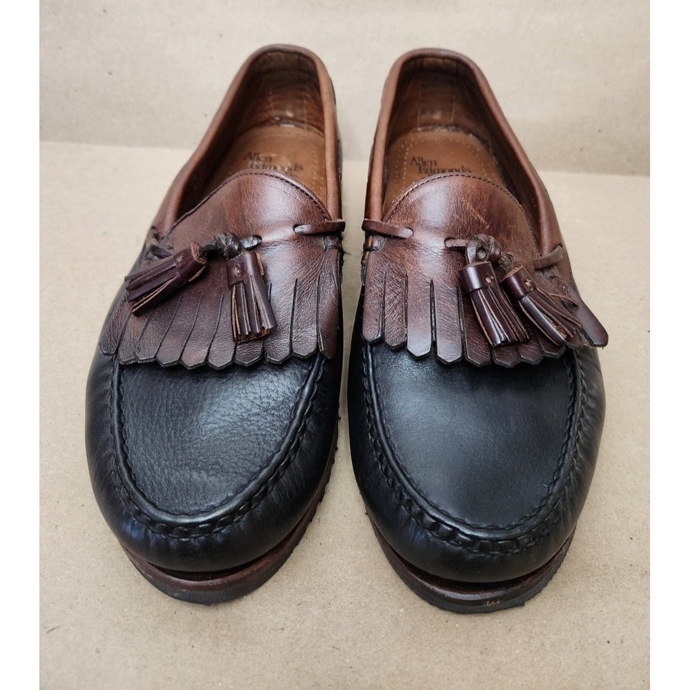 Allen Edmonds Men's (9.5 3E) Nashua Black & Brown Leather Kilted Tassel Loafers